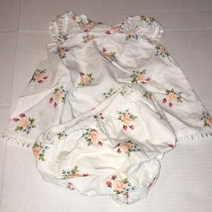 Janie And Jack Baby Girl Dress And Bloomers Floral Print Matching Set | 12-18 M